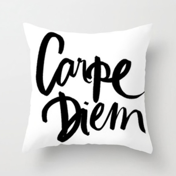 Other - New Carpe Diem Black & White Throw Pillow Case
